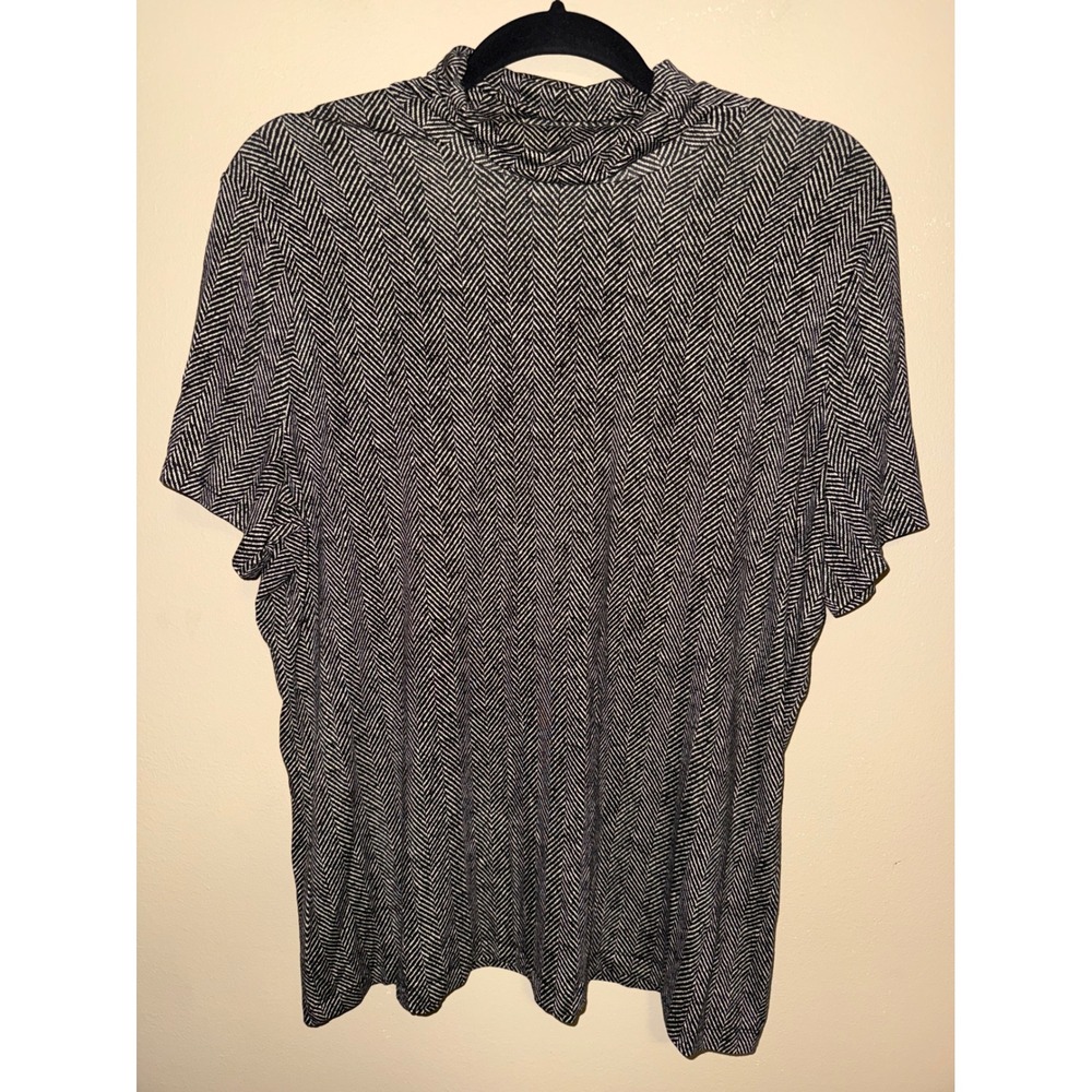 Lauren Ralph Lauren NWT Herringbone Mock Neck Top Black Pearl 1X Dark Academia